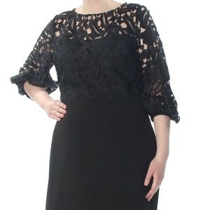 RALPH LAUREN $185 Black Floral Eyelet Cape Overlay